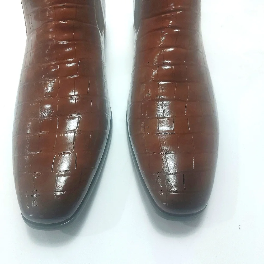 Elegant Brown Leather Men's Shoes Size 48 NWNB